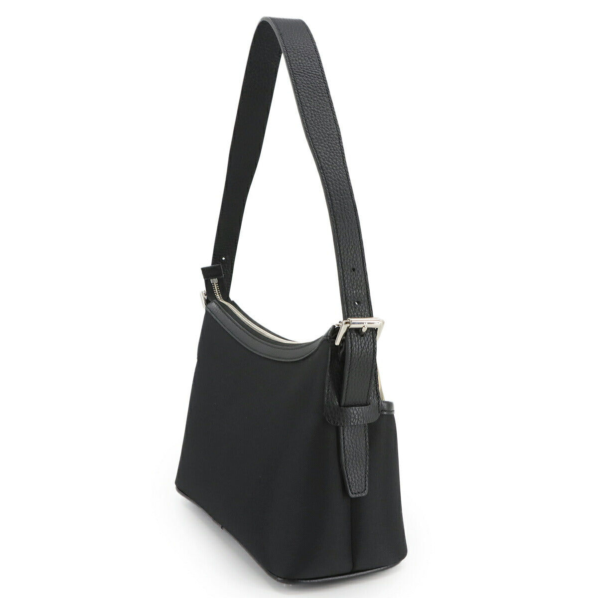 Plaid Shoulder Bag Canvas Leather Beige Black Purse