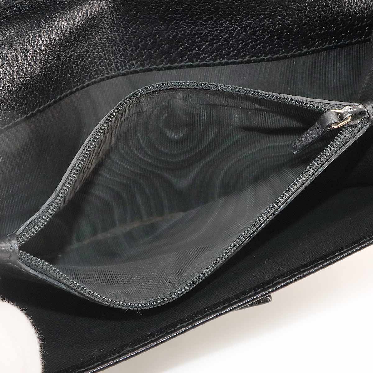 Abbey GG Canvas Long Wallet Leather Black 141412 Purse