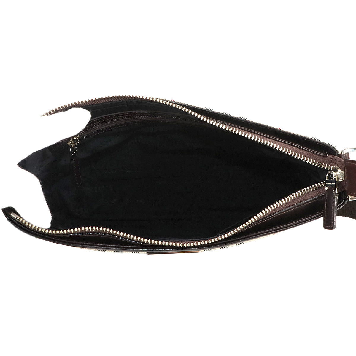 Plaid Shoulder Bag Canvas Leather Beige Brown Purse