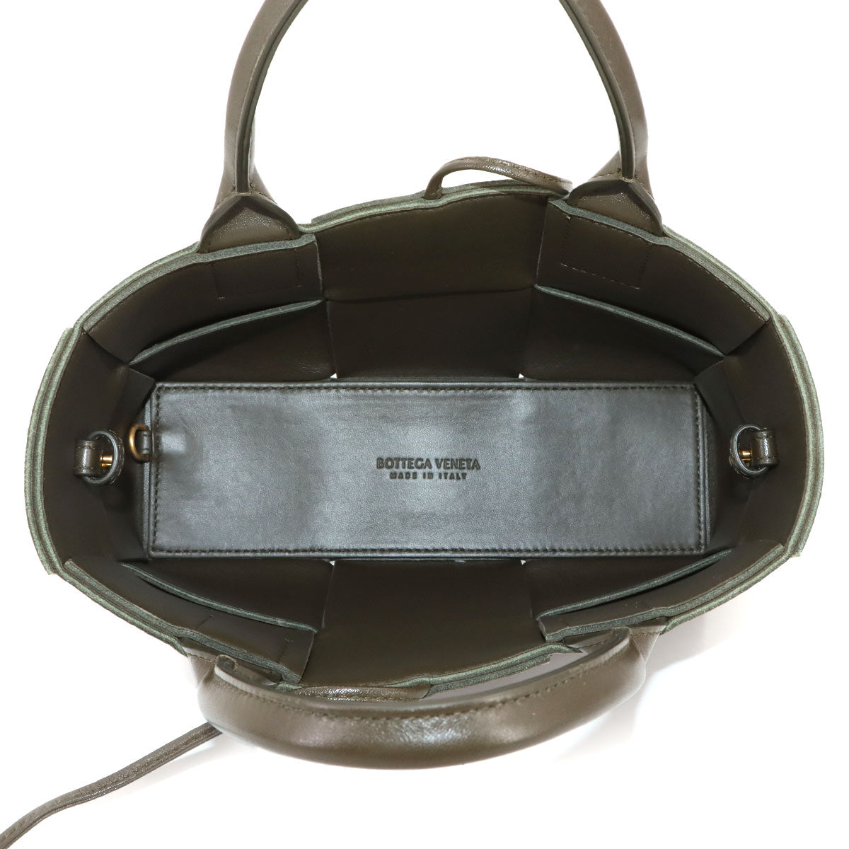 Intrecciato Mini Arco Hand Shoulder Bag Leather Khaki