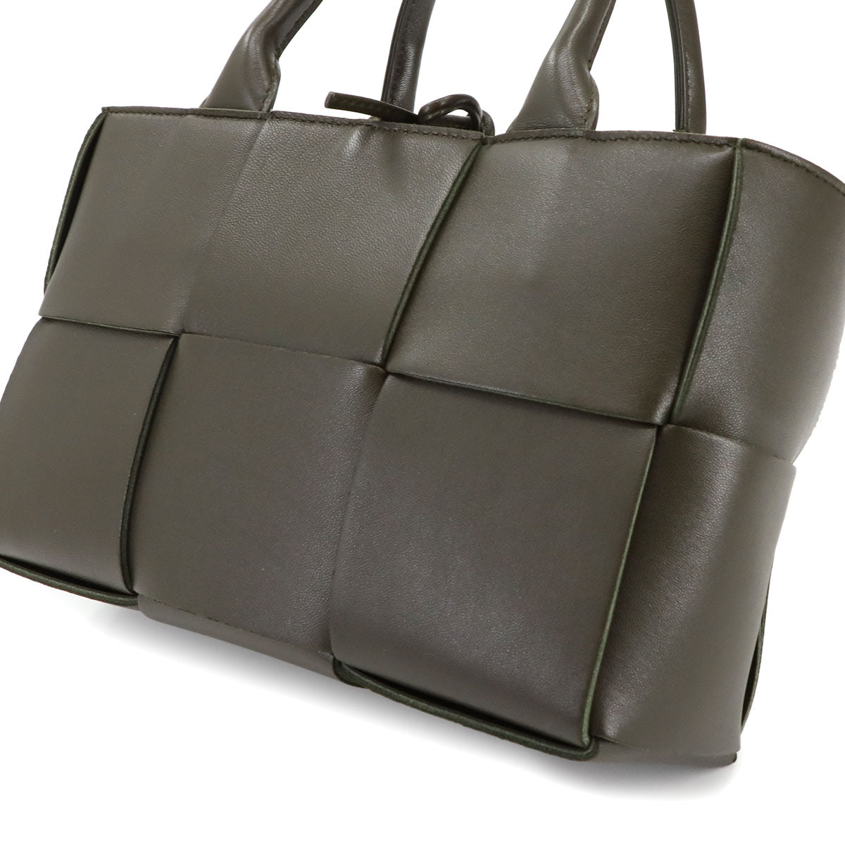 Intrecciato Mini Arco Hand Shoulder Bag Leather Khaki