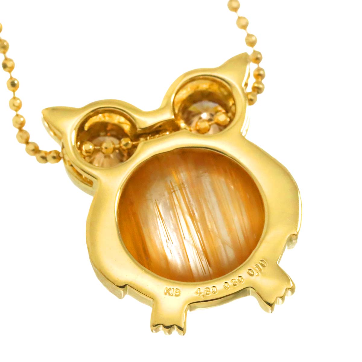 Rutile Quartz 4.80ct Diamond 0.30ct/0.10ct Necklace 18K K18 YG 750