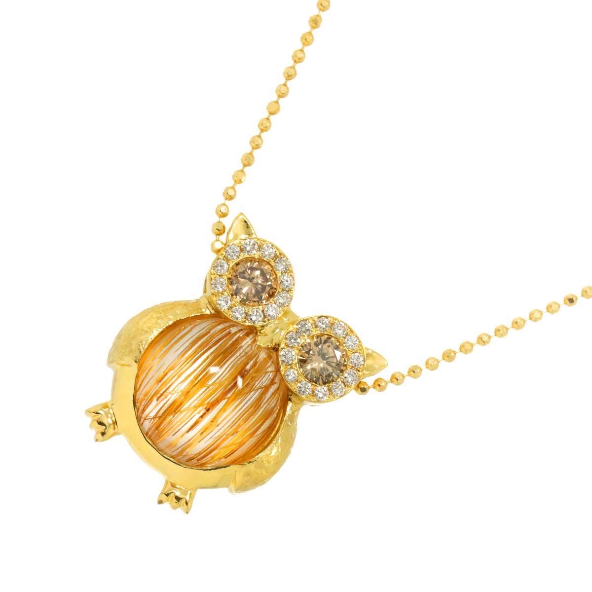 Rutile Quartz 4.80ct Diamond 0.30ct/0.10ct Necklace 18K K18 YG 750