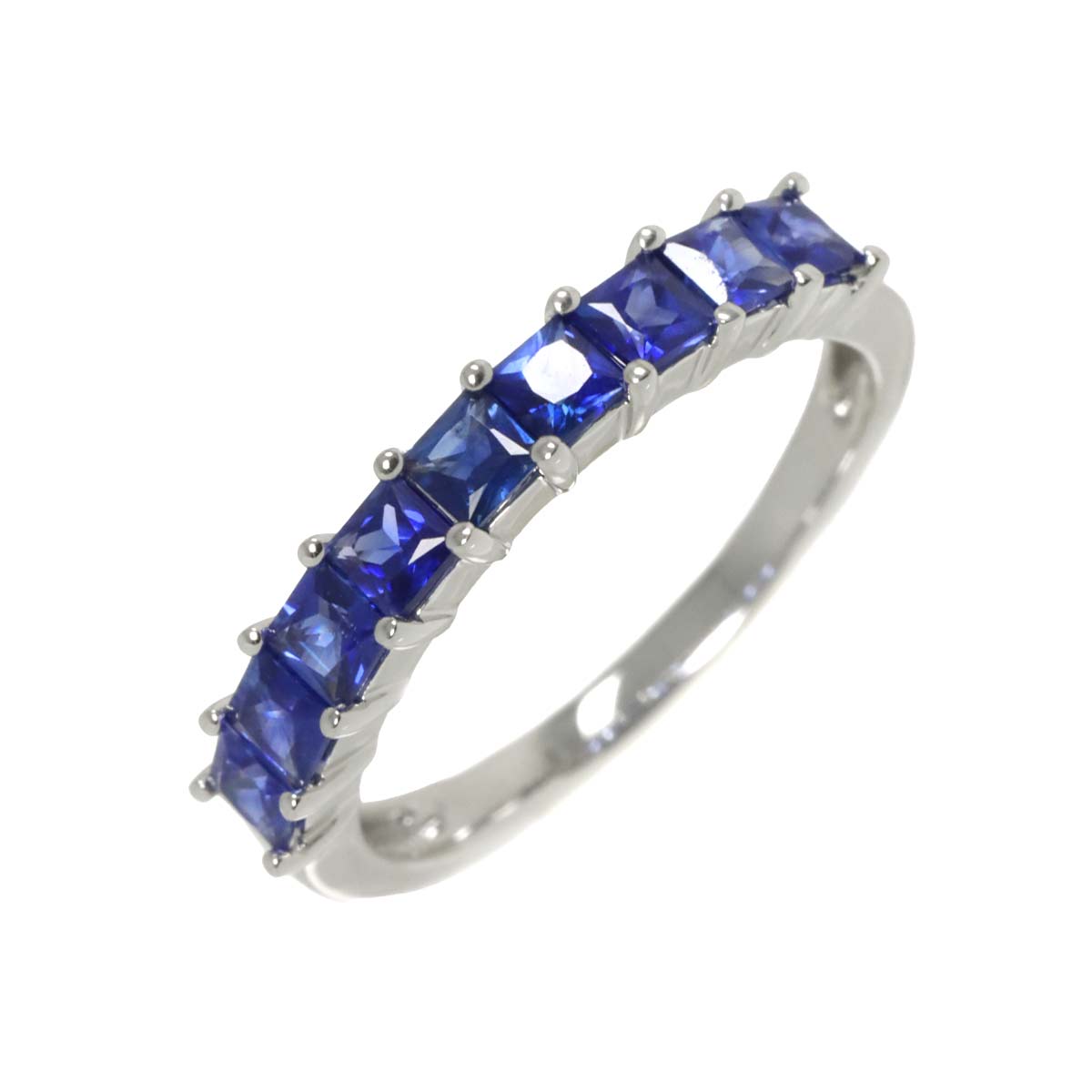 Sapphire 1.10ct Ring 18K K18 WG White Gold size6(US)