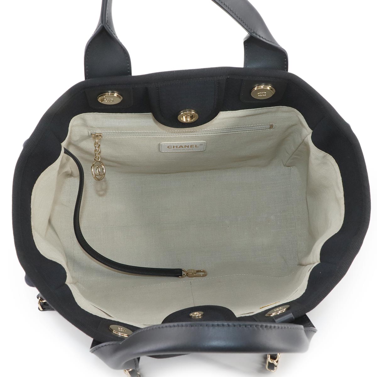 Deauville Small Shopping Tote Chain Shoulder Bag Navy AS3257