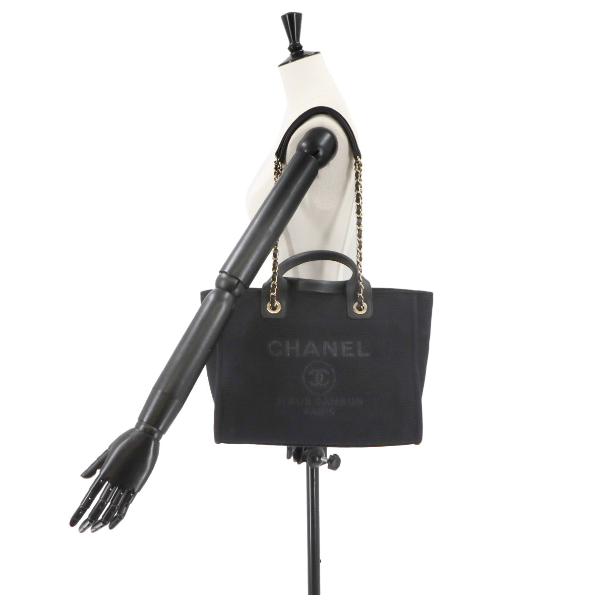 Deauville Small Shopping Tote Chain Shoulder Bag Navy AS3257