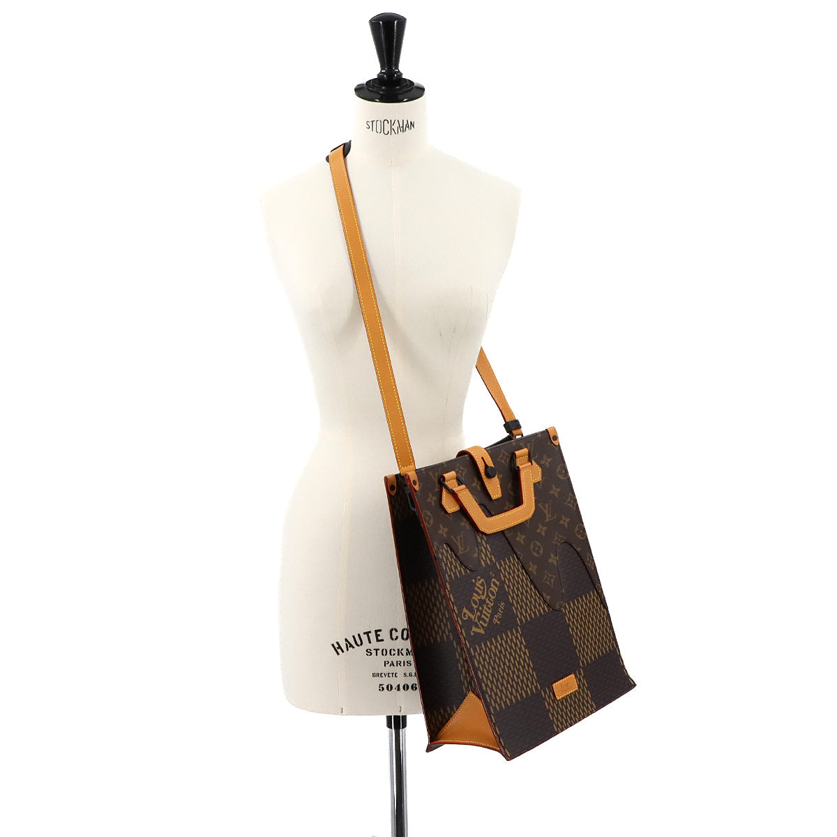 Giant Damier Mini Tote Shoulder Bag Ebene NIGO N40355