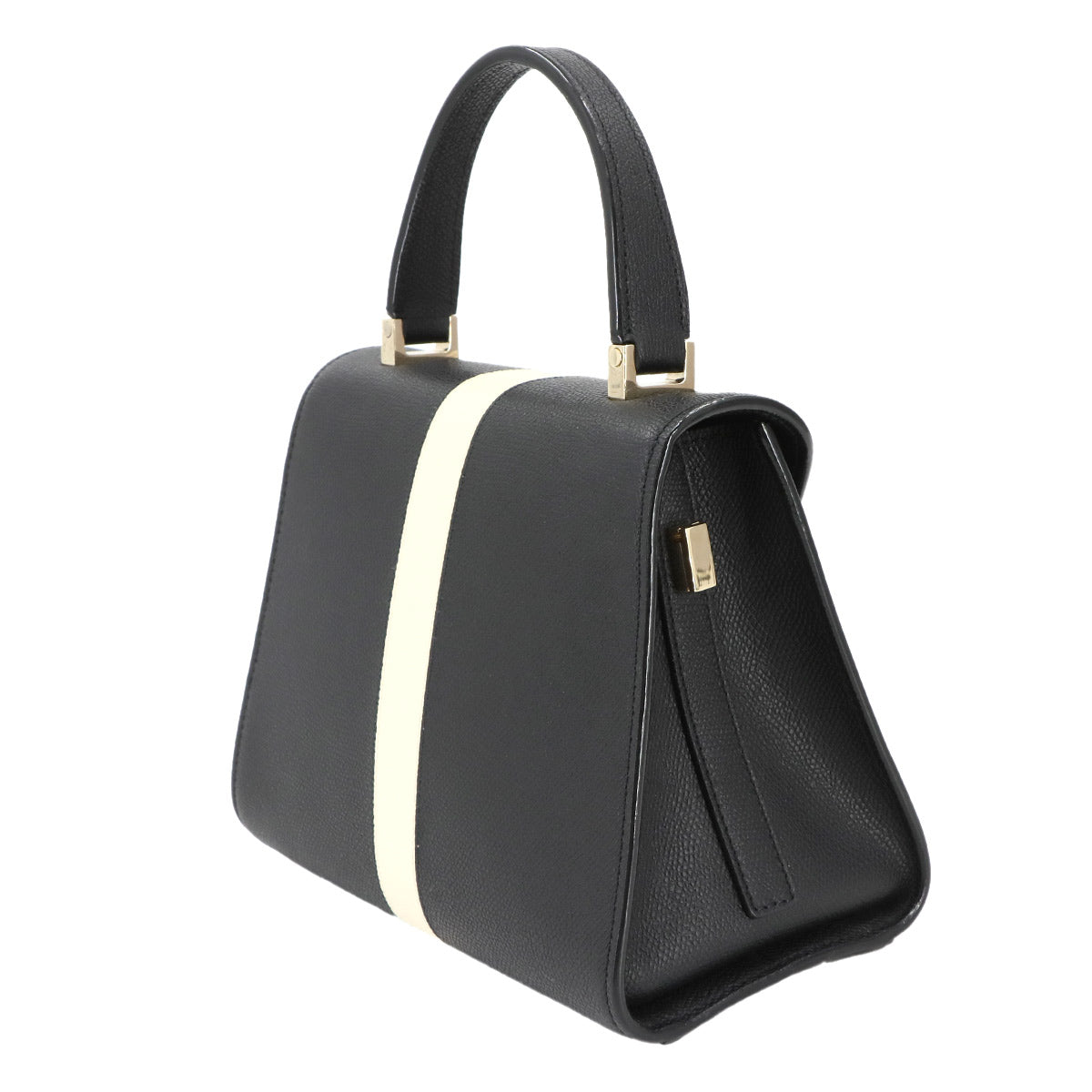 Mini Iside 2way Hand Shoulder Bag Leather Black White Purse