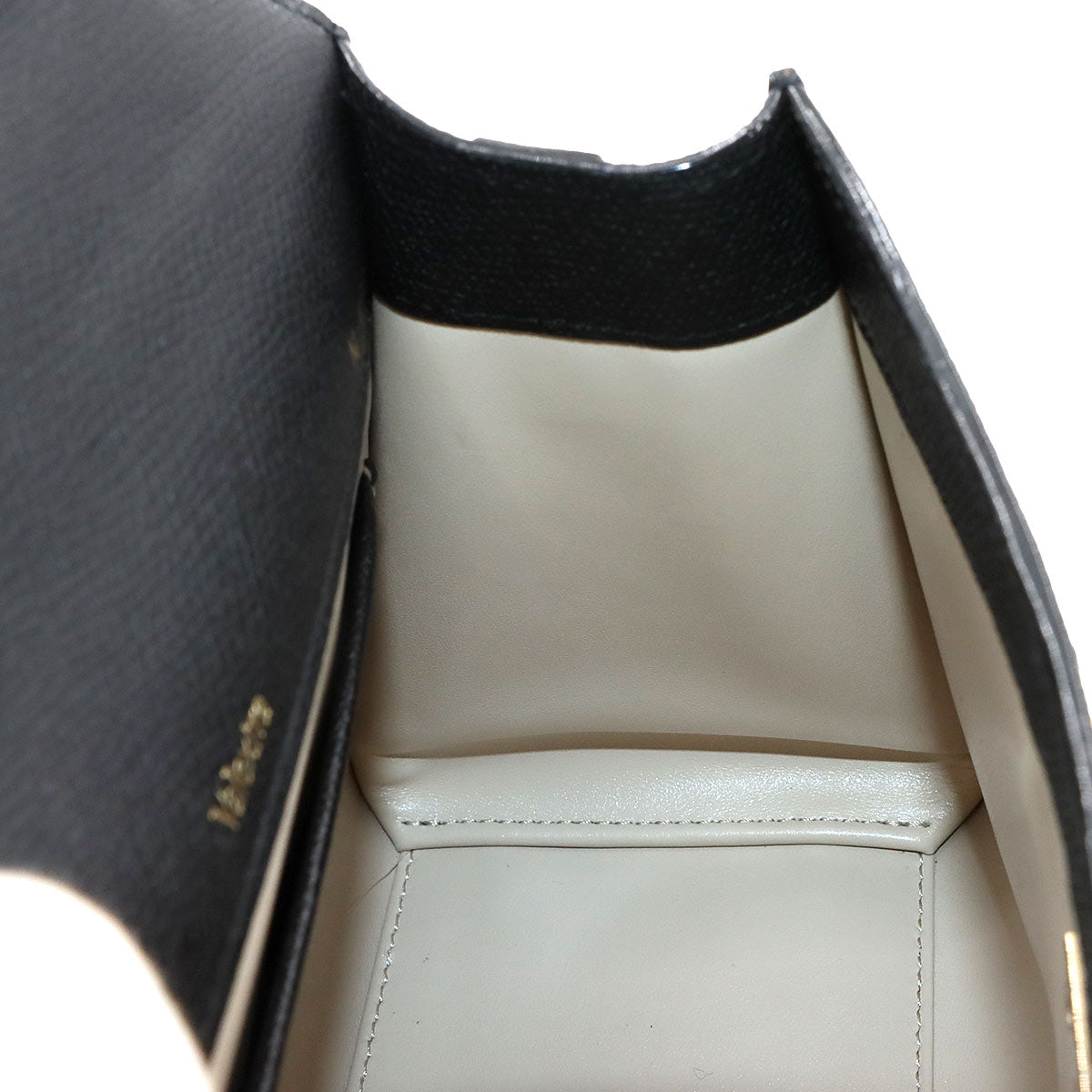 Mini Iside 2way Hand Shoulder Bag Leather Black White Purse