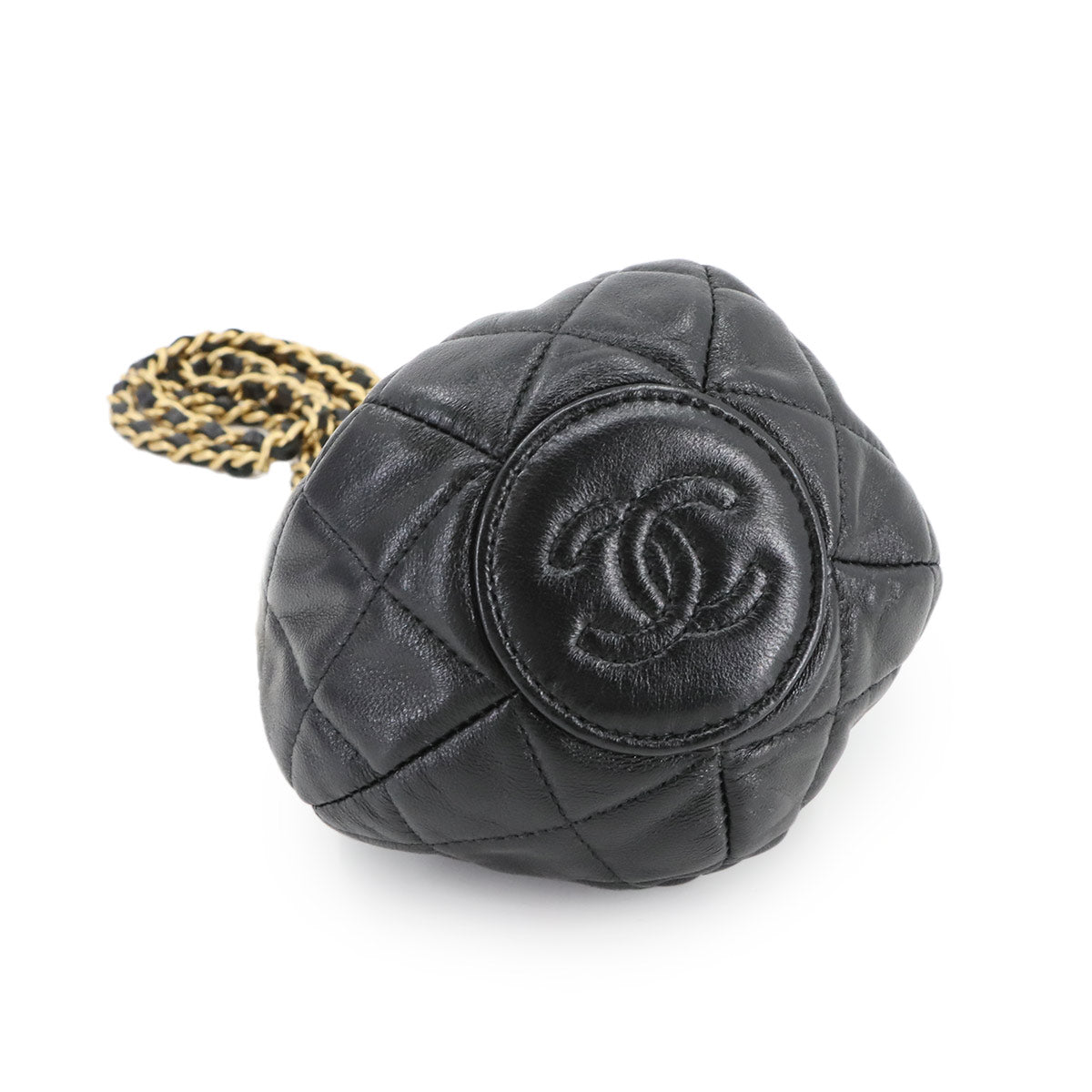 Matelasse Chain Shoulder Bag Leather Black Purse