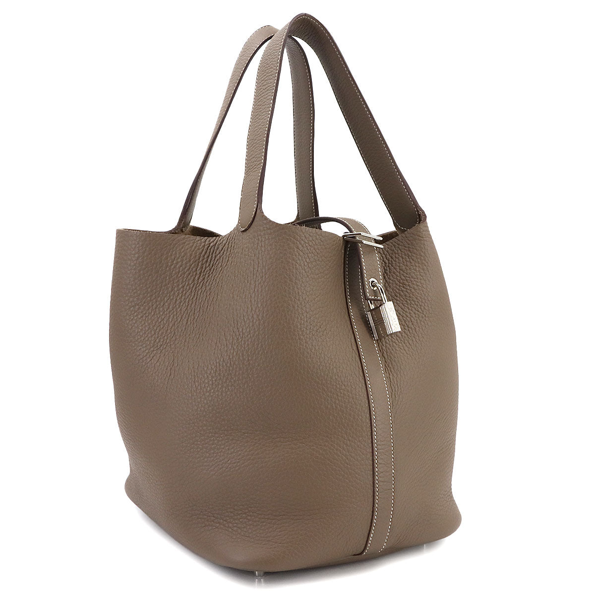 Picotin Lock GM Hand Bag Taurillon Clemence Etoupe Purse