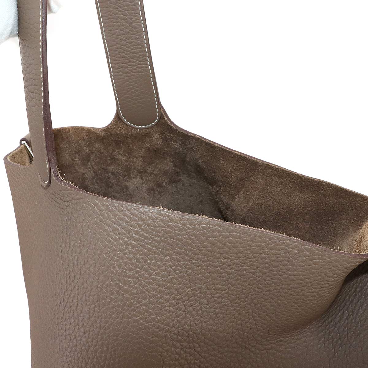 Picotin Lock GM Hand Bag Taurillon Clemence Etoupe Purse