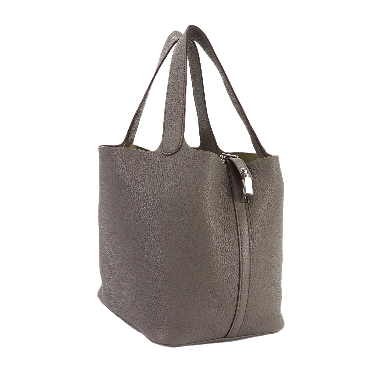 Picotin Lock MM Hand Bag Taurillon Clemence Etain Purse