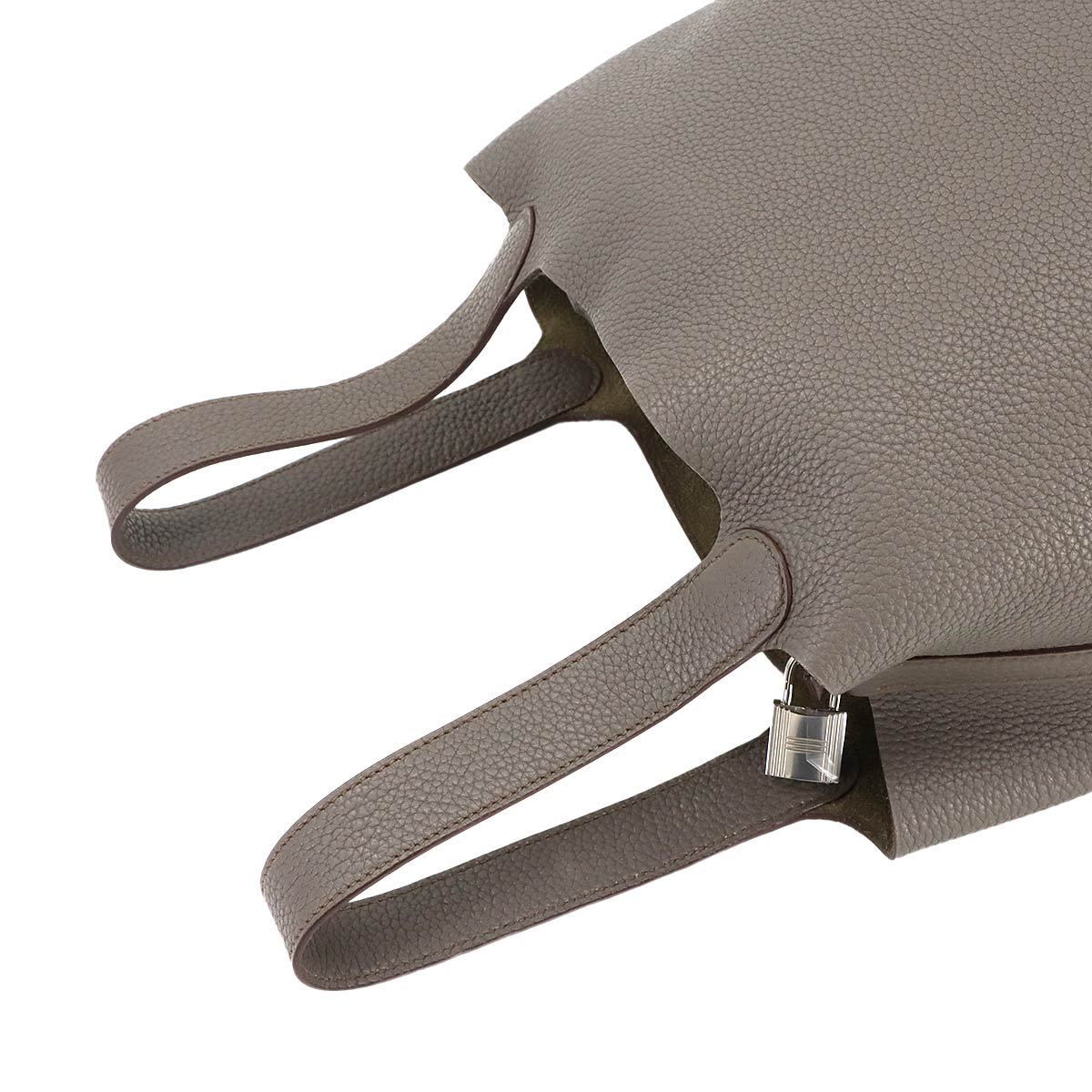 Picotin Lock MM Hand Bag Taurillon Clemence Etain Purse