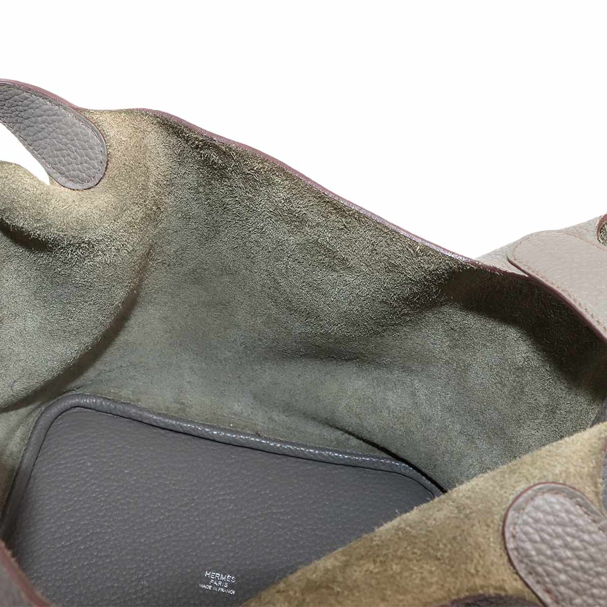 Picotin Lock MM Hand Bag Taurillon Clemence Etain Purse