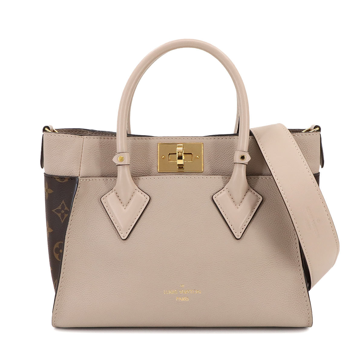 On my side PM Hand Shoulder Bag Leather Greige M57729