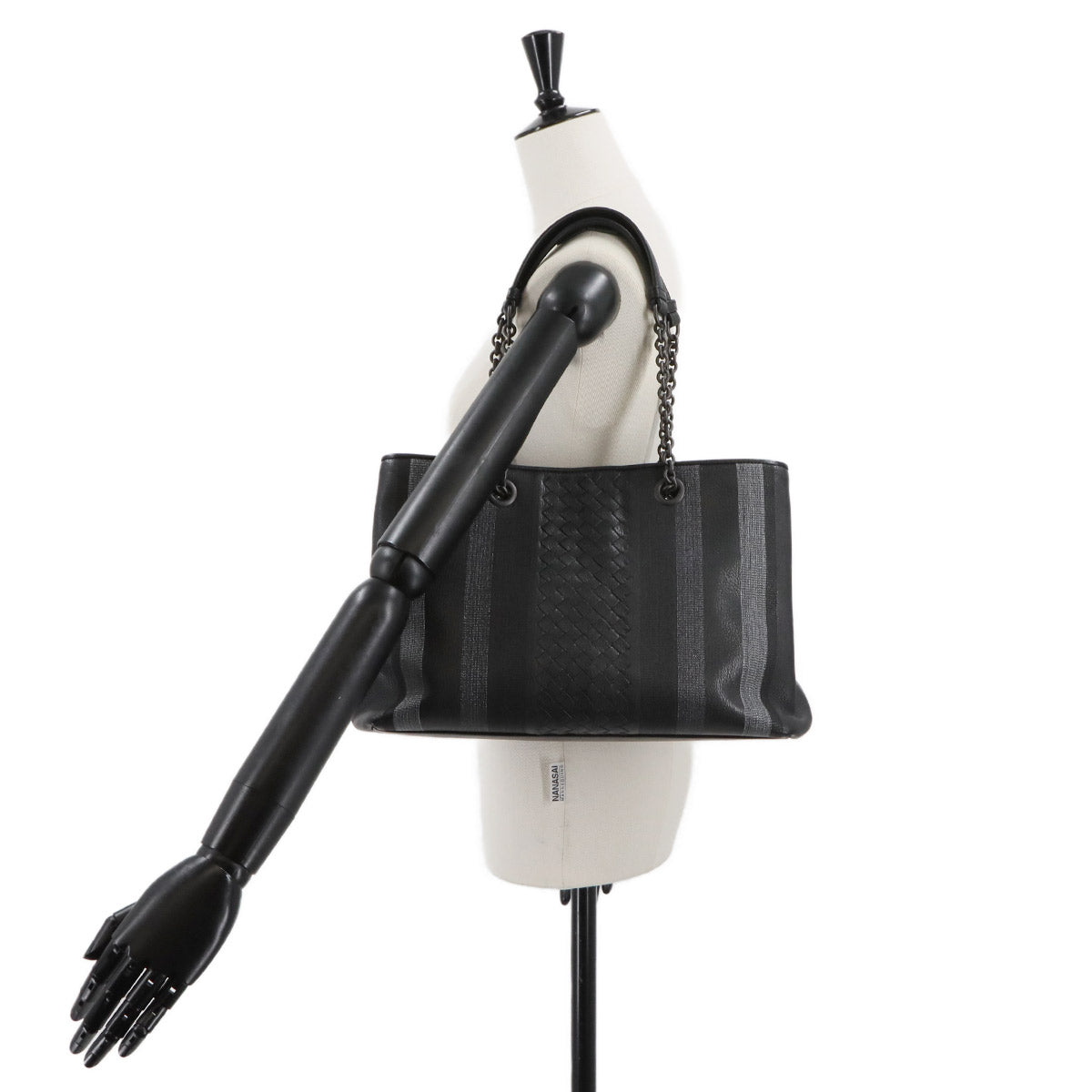 Intrecciato Chain Tote Bag Leather Black