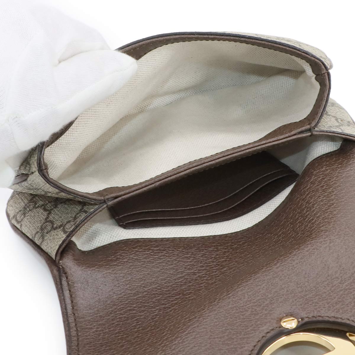 Blondie GG Supreme Belt Bag Leather Beige Brown 703807 Purse