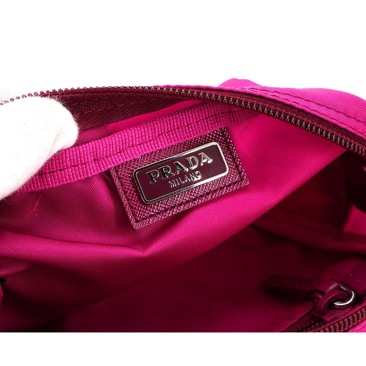 Pouch Nylon Saffiano Leather Pink