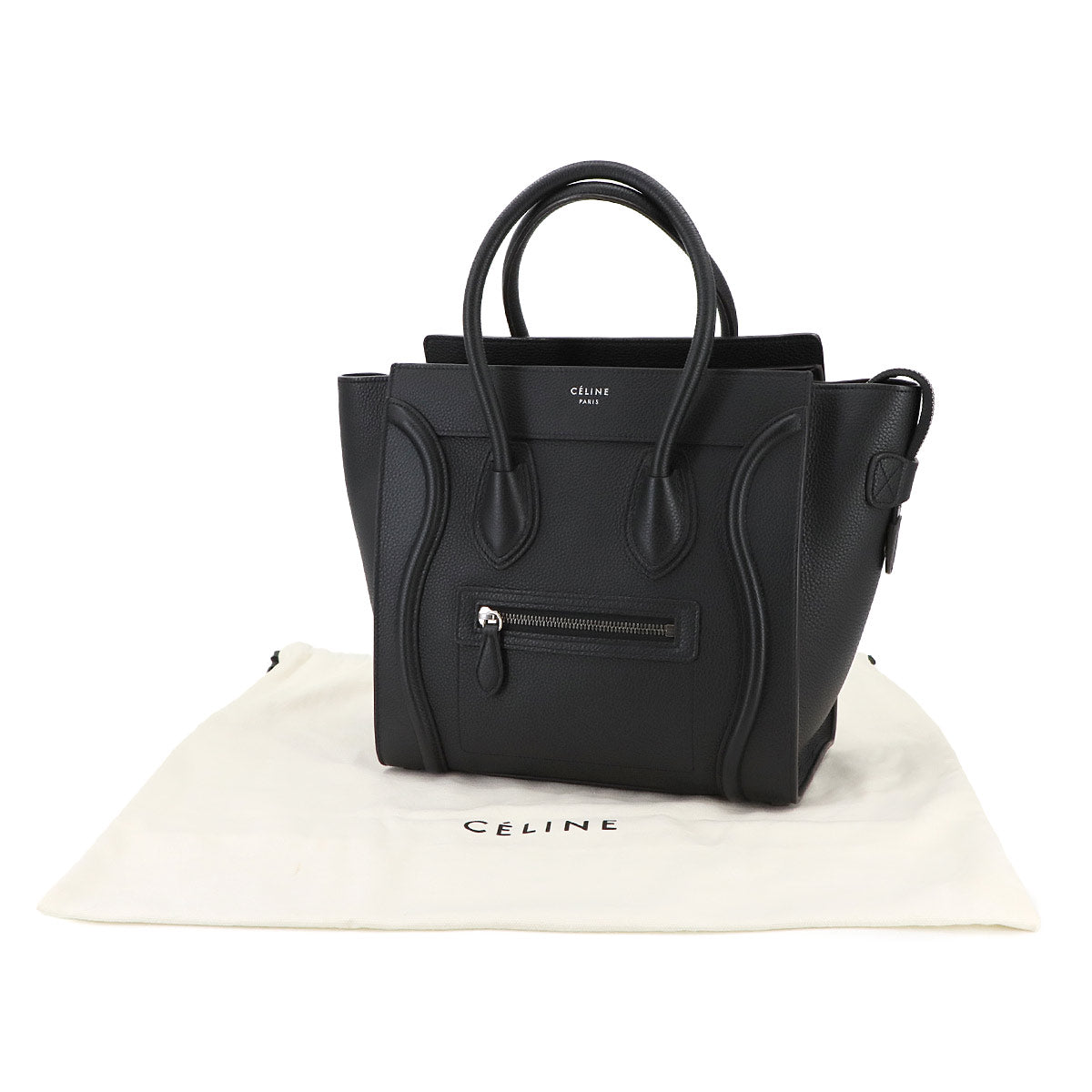 Luggage Micro Shopper Hand Bag Leather Black 167793 Purse