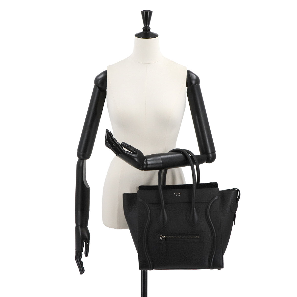 Luggage Micro Shopper Hand Bag Leather Black 167793 Purse