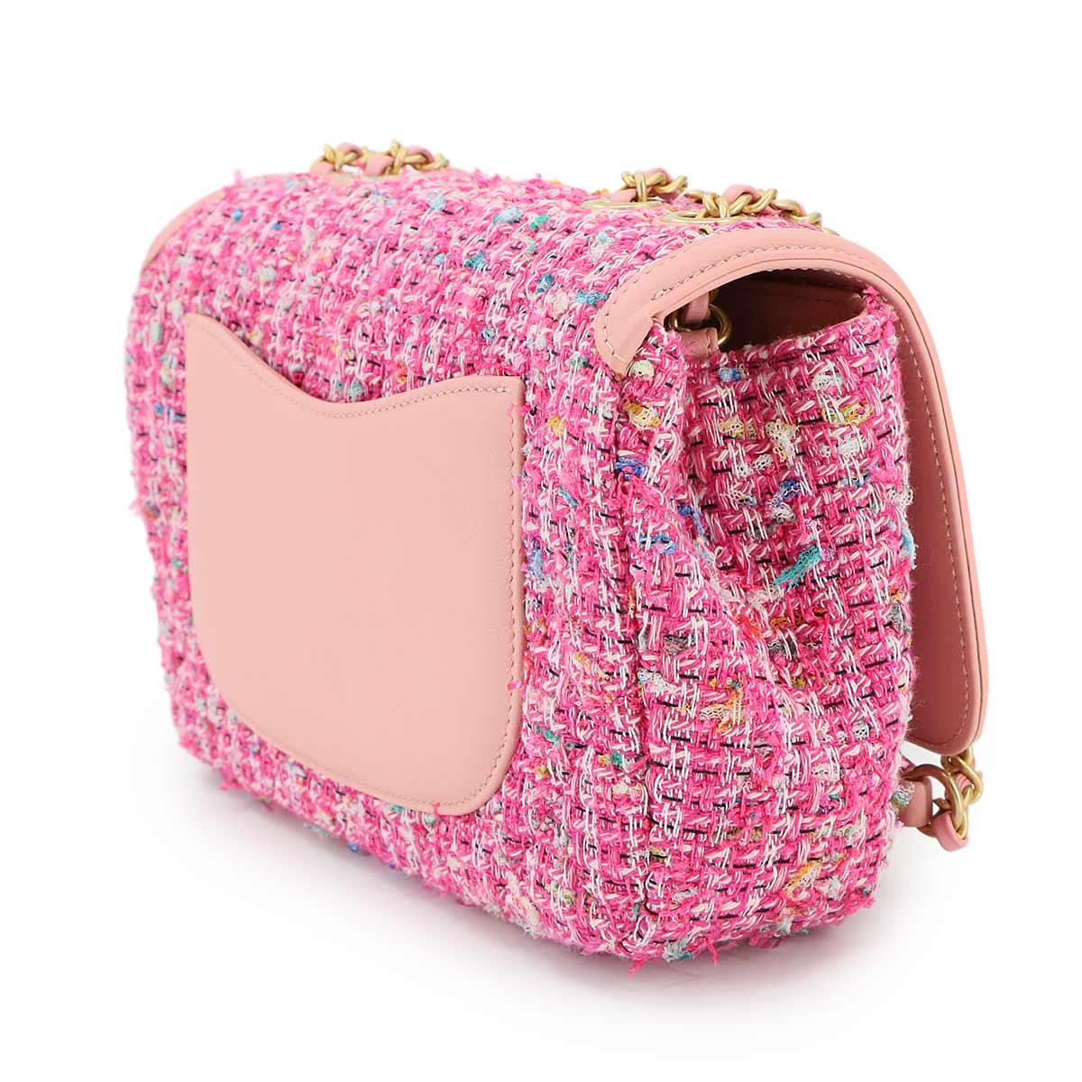 CC Filigree Chain Shoulder Bag Tweed Pink A93340 Purse