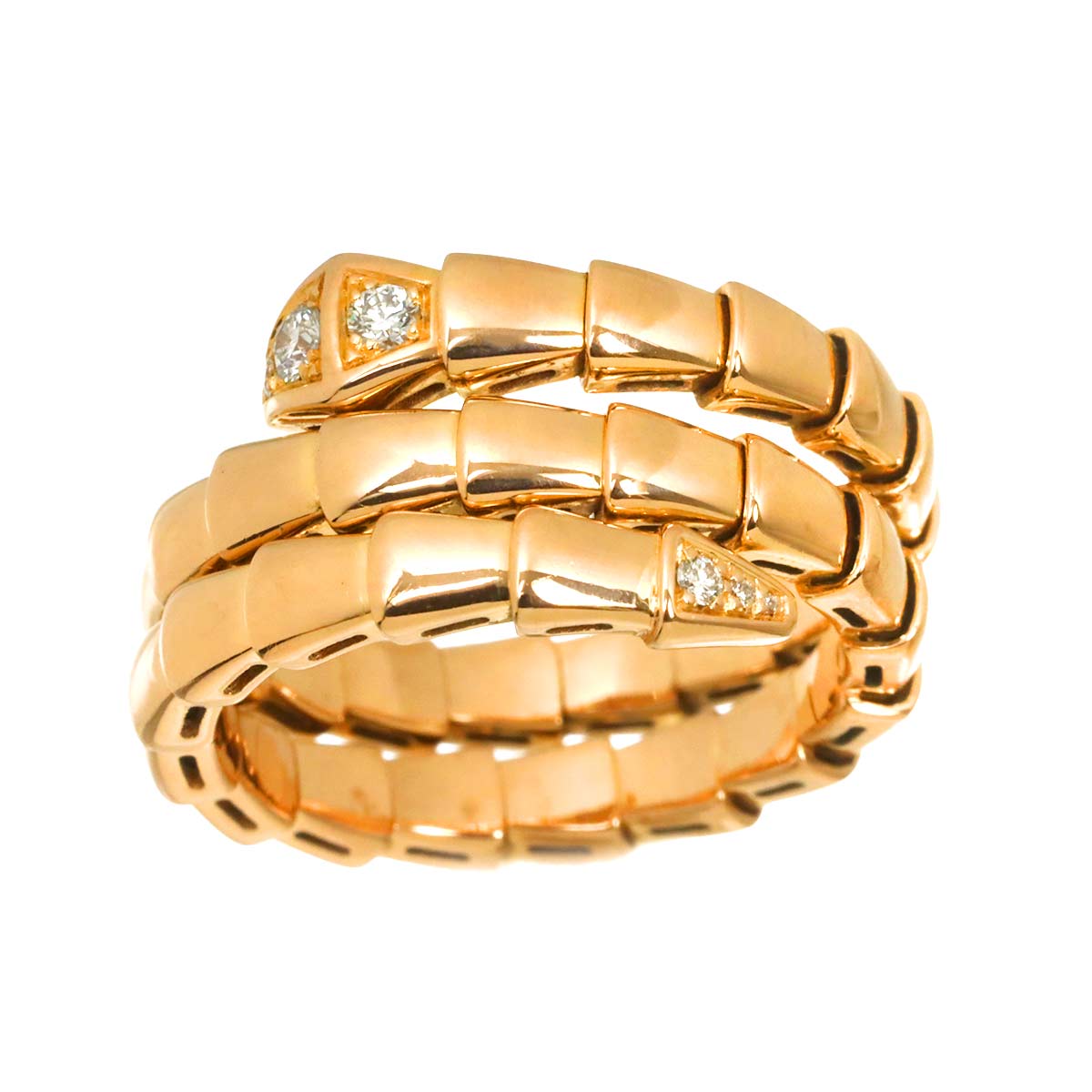 Serpenti Viper Diamond Ring 18K PG 750 sizeL 6.5-6.75(US)