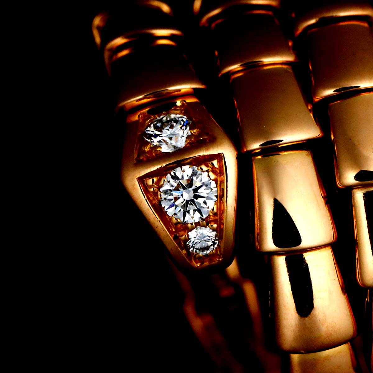 Serpenti Viper Diamond Ring 18K PG 750 sizeL 6.5-6.75(US)