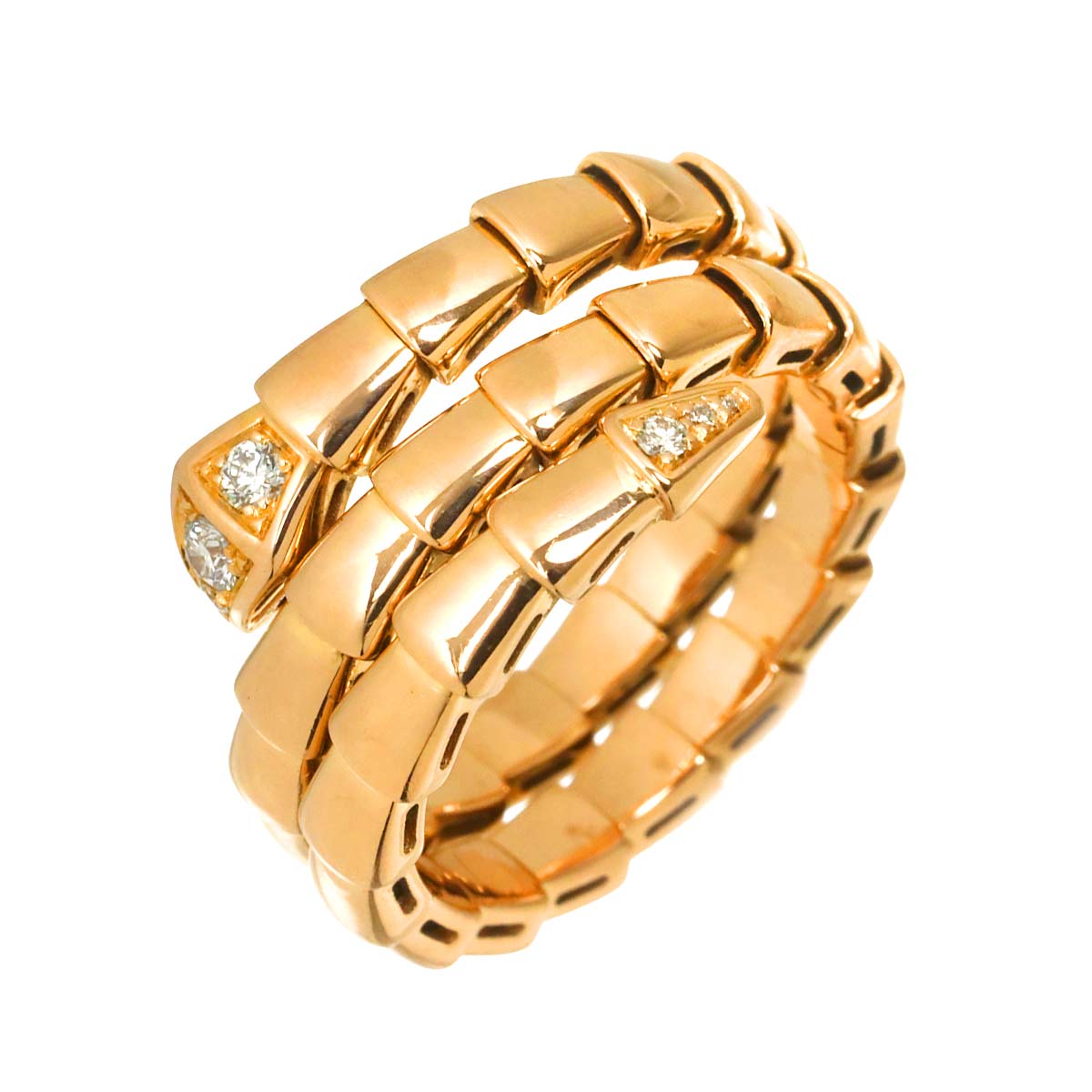 Serpenti Viper Diamond Ring 18K PG 750 sizeL 6.5-6.75(US)