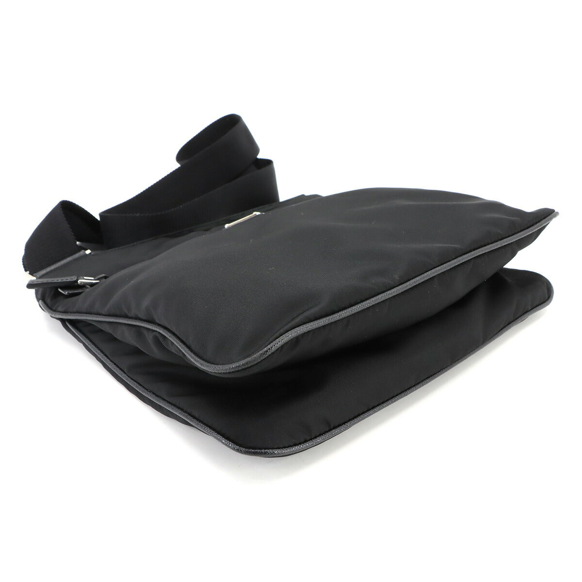 Shoulder Bag Nylon Saffiano Leather Black VA0563 Purse