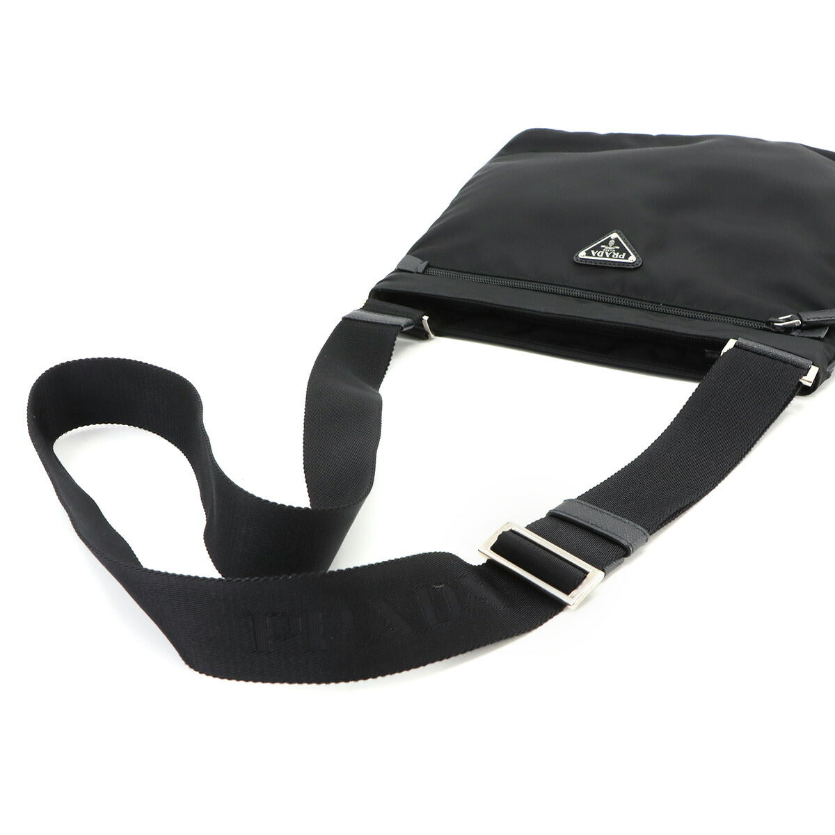 Shoulder Bag Nylon Saffiano Leather Black VA0563 Purse