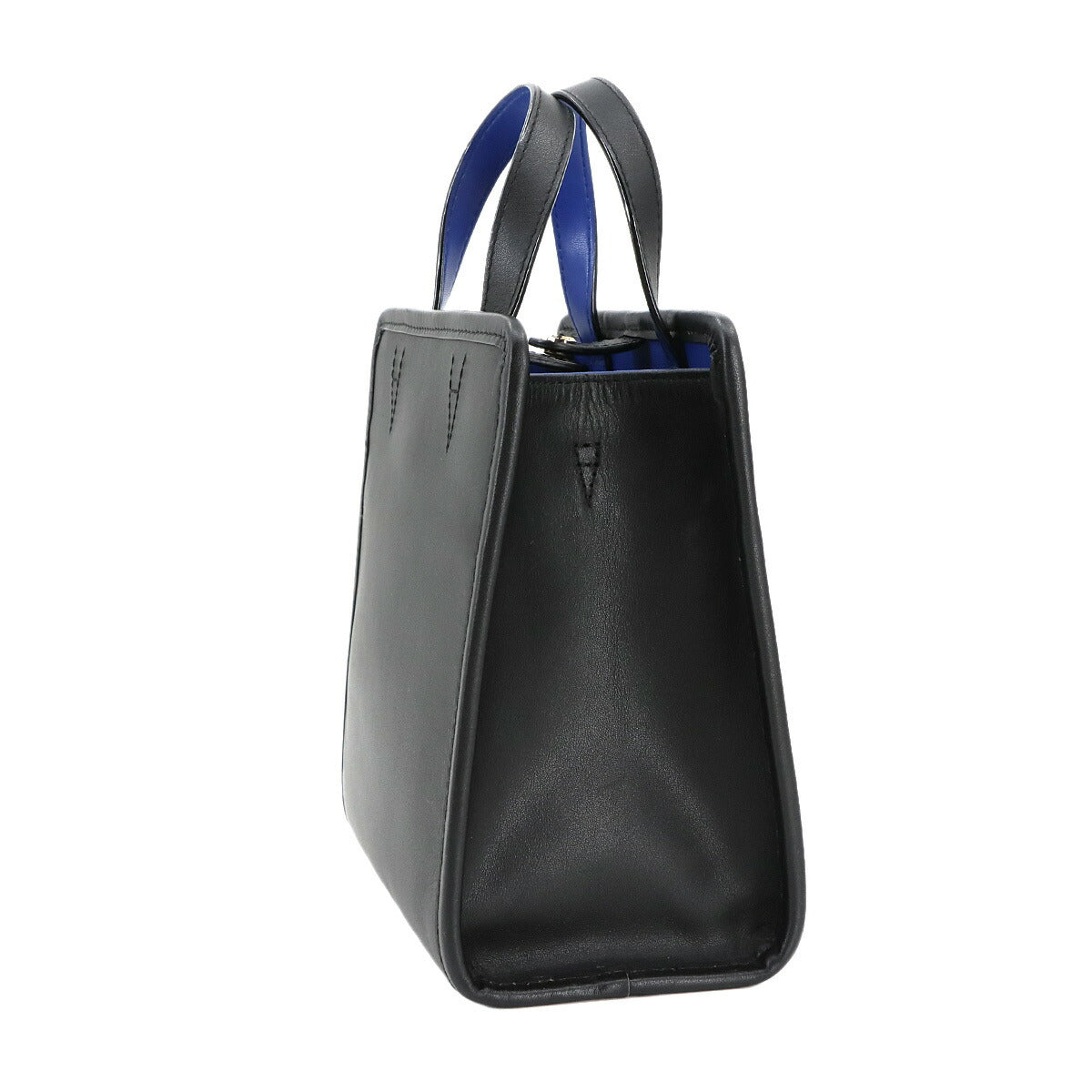 2way Hand Shoulder Bag Leather Black Blue