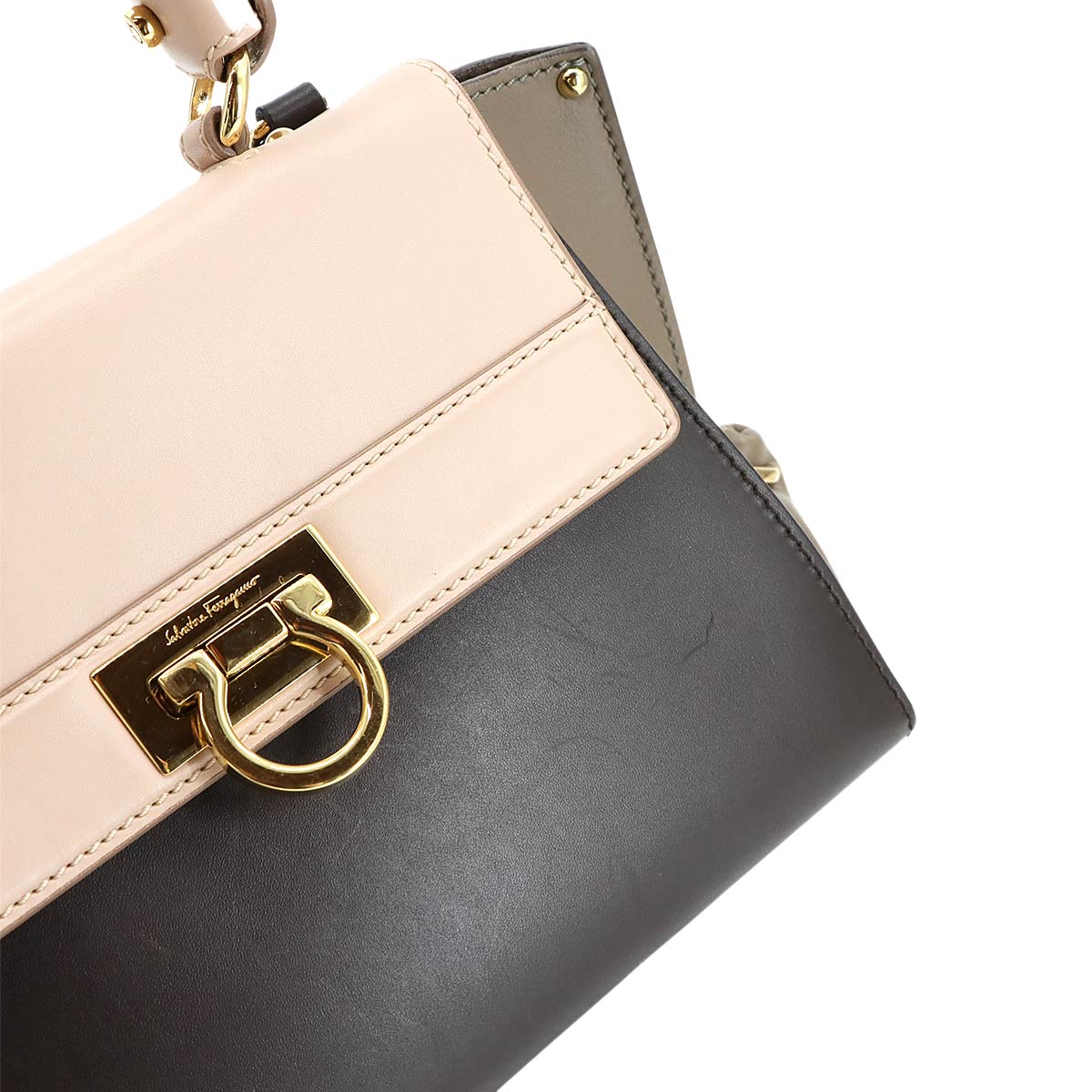 Gancini Sofia Hand Shoulder Bag Leather Brown