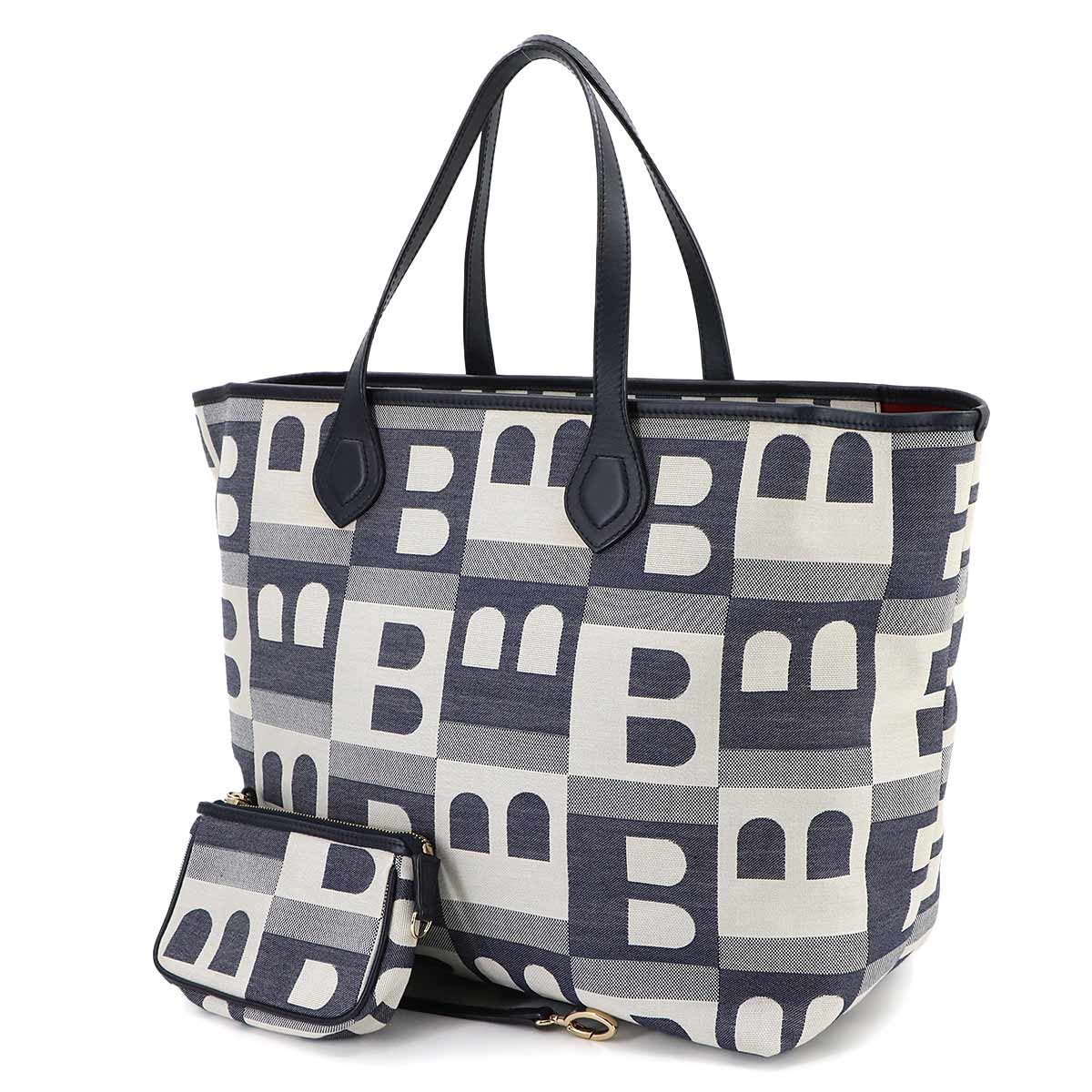 Tote Bag Canvas Leather Navy White Purse