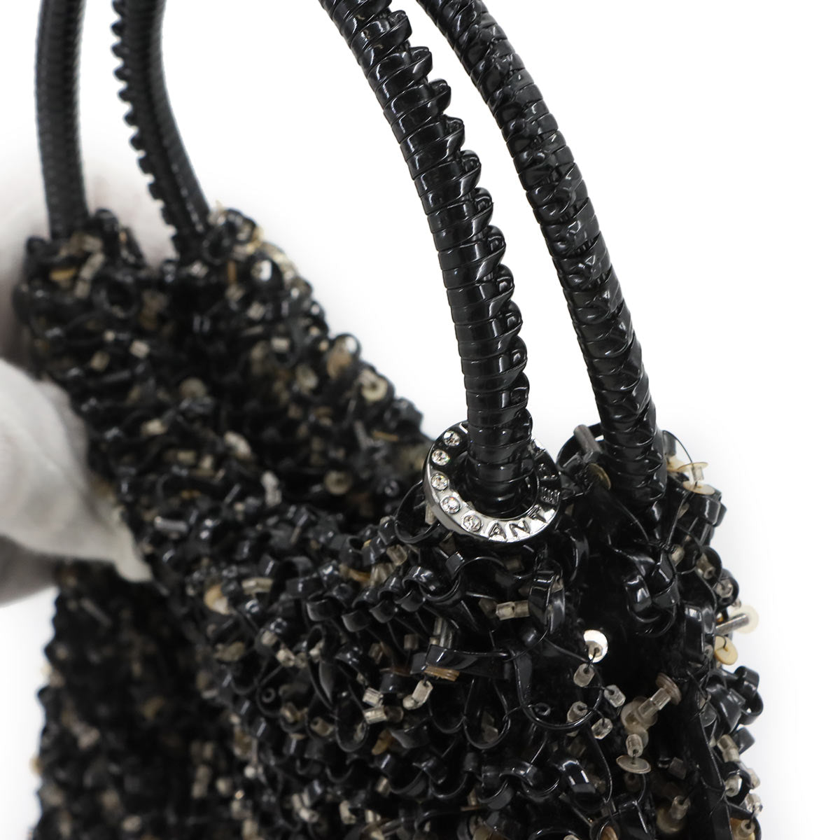 Wire Hand Bag PVC Black Purse