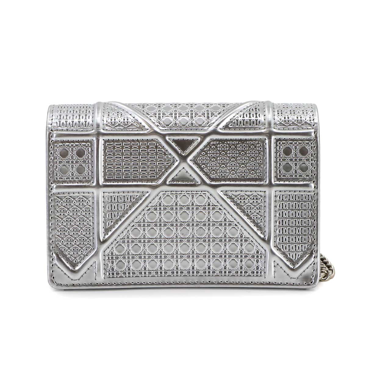 Diorama Mini Chain Shoulder Bag Leather Silver Purse