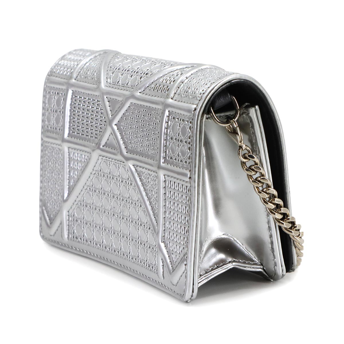 Diorama Mini Chain Shoulder Bag Leather Silver Purse