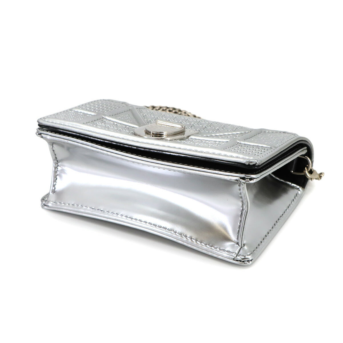 Diorama Mini Chain Shoulder Bag Leather Silver Purse