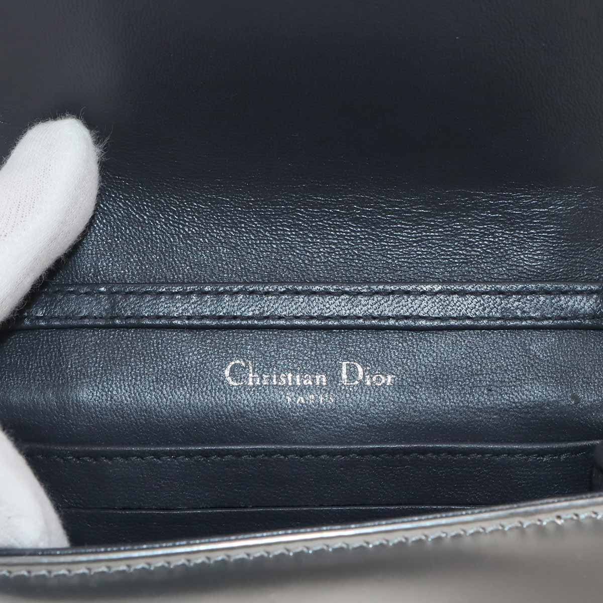 Diorama Mini Chain Shoulder Bag Leather Silver Purse