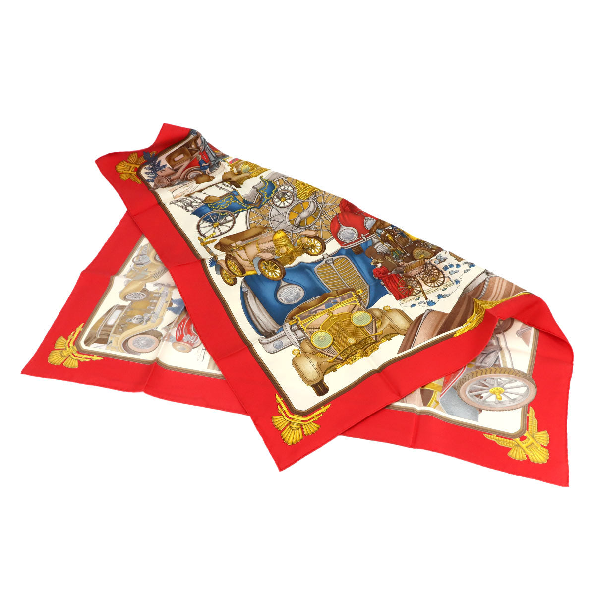 Carre 90 Scarf Automobile Silk Red Multicolor