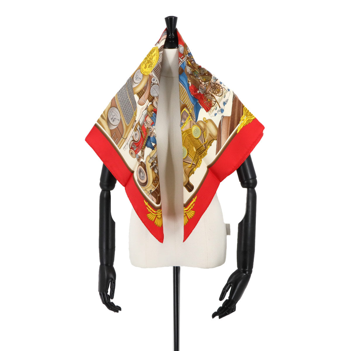 Carre 90 Scarf Automobile Silk Red Multicolor