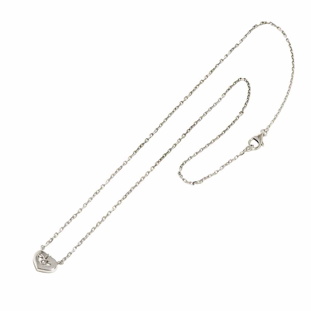 C Heart Diamond Necklace 18K White Gold 750