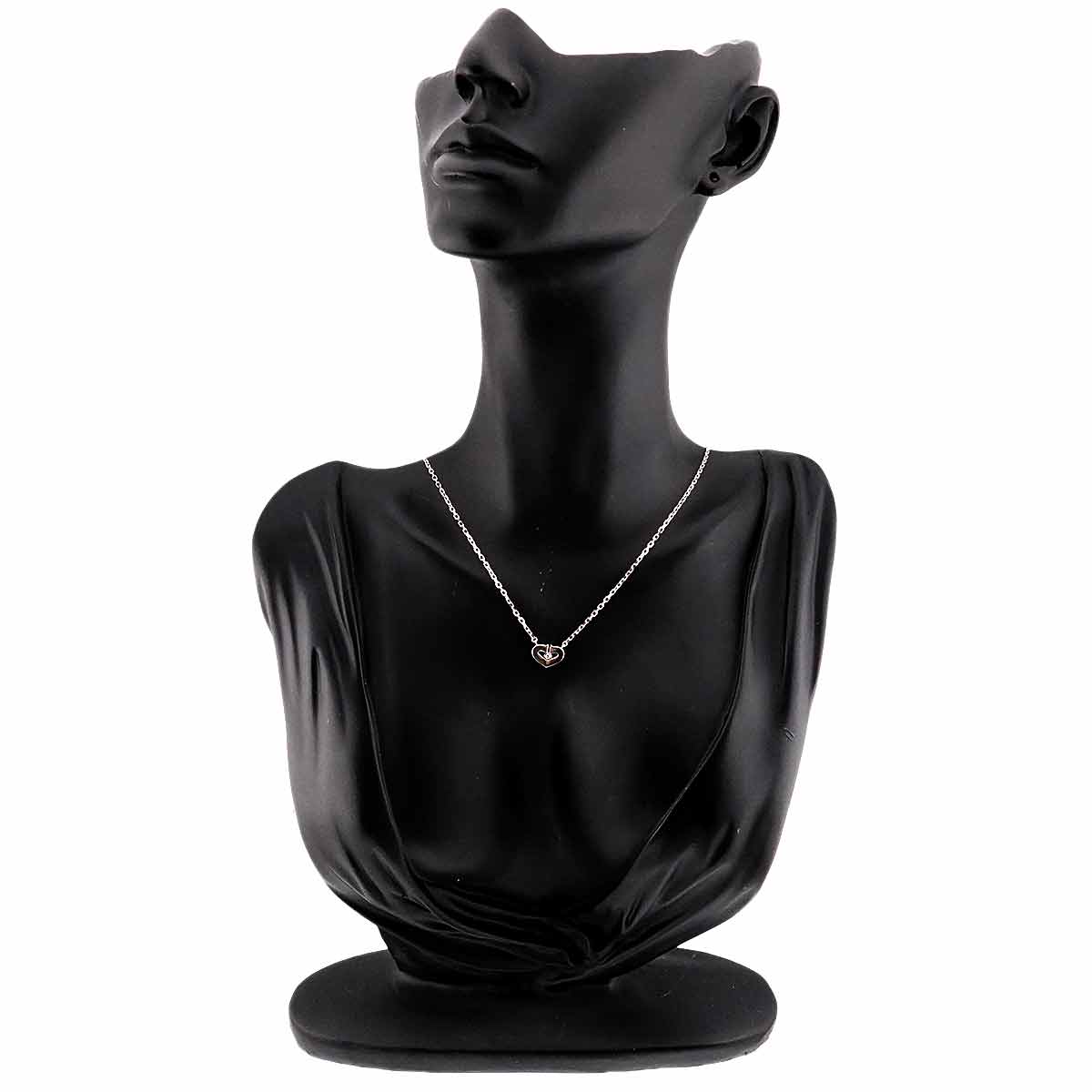 C Heart Diamond Necklace 18K White Gold 750