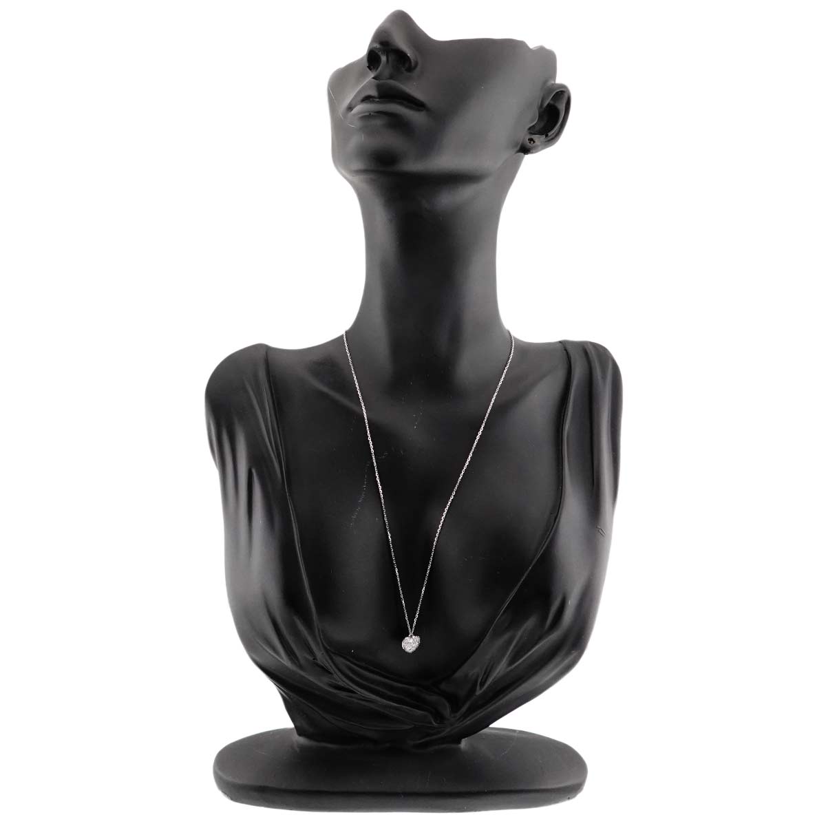 Heart Pave Diamond Necklace 18K White Gold 750