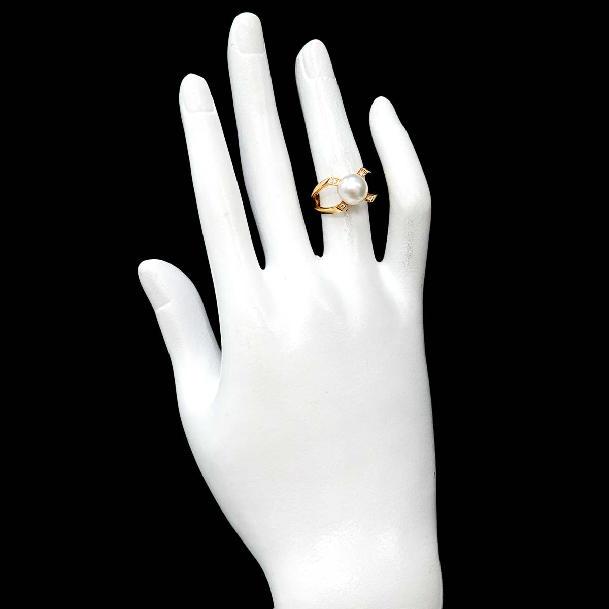 Akoya Pearl Diamond Ring 18K YG 750 Size5.5-5.75(US)