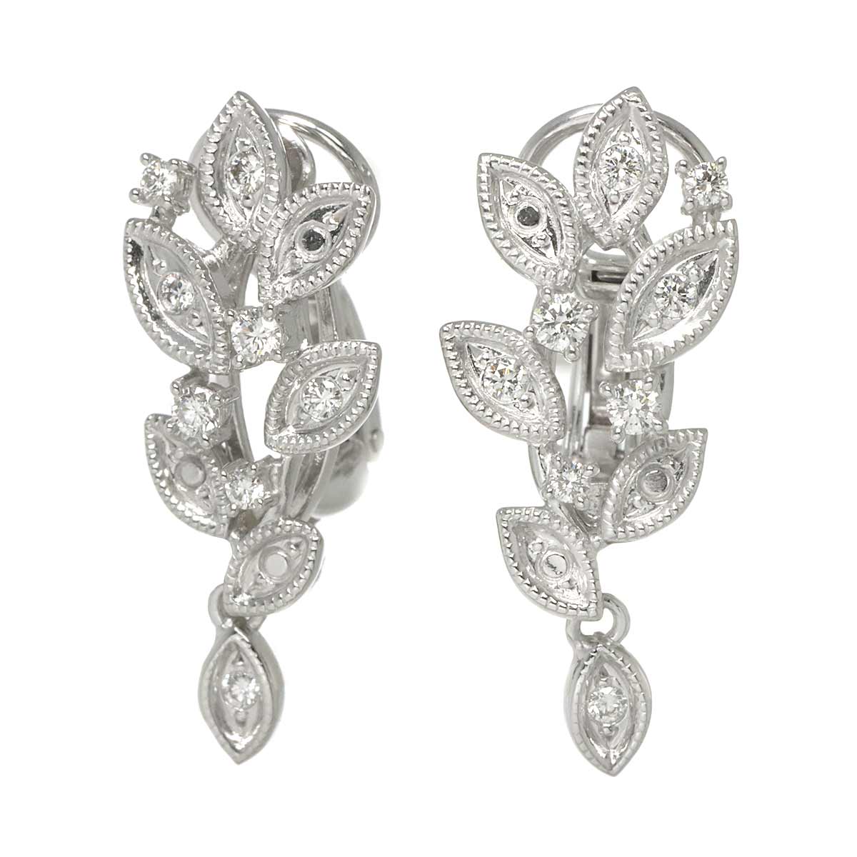 Diamond 0.16ct/0.16ct Earrings Clip on 18K White Gold 750