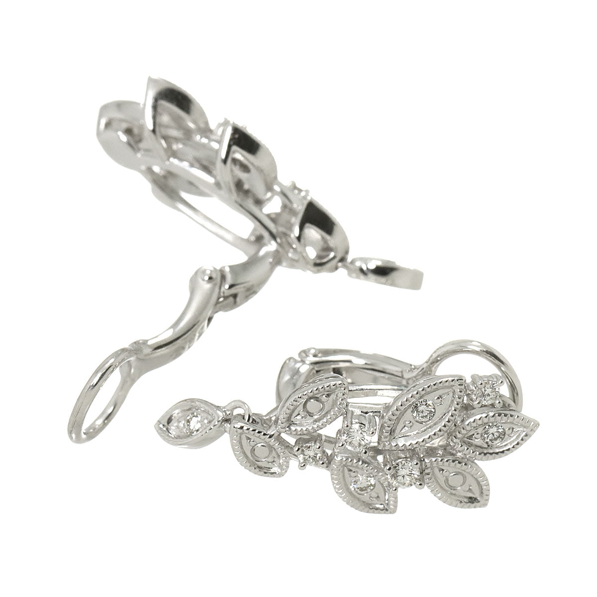 Diamond 0.16ct/0.16ct Earrings Clip on 18K White Gold 750