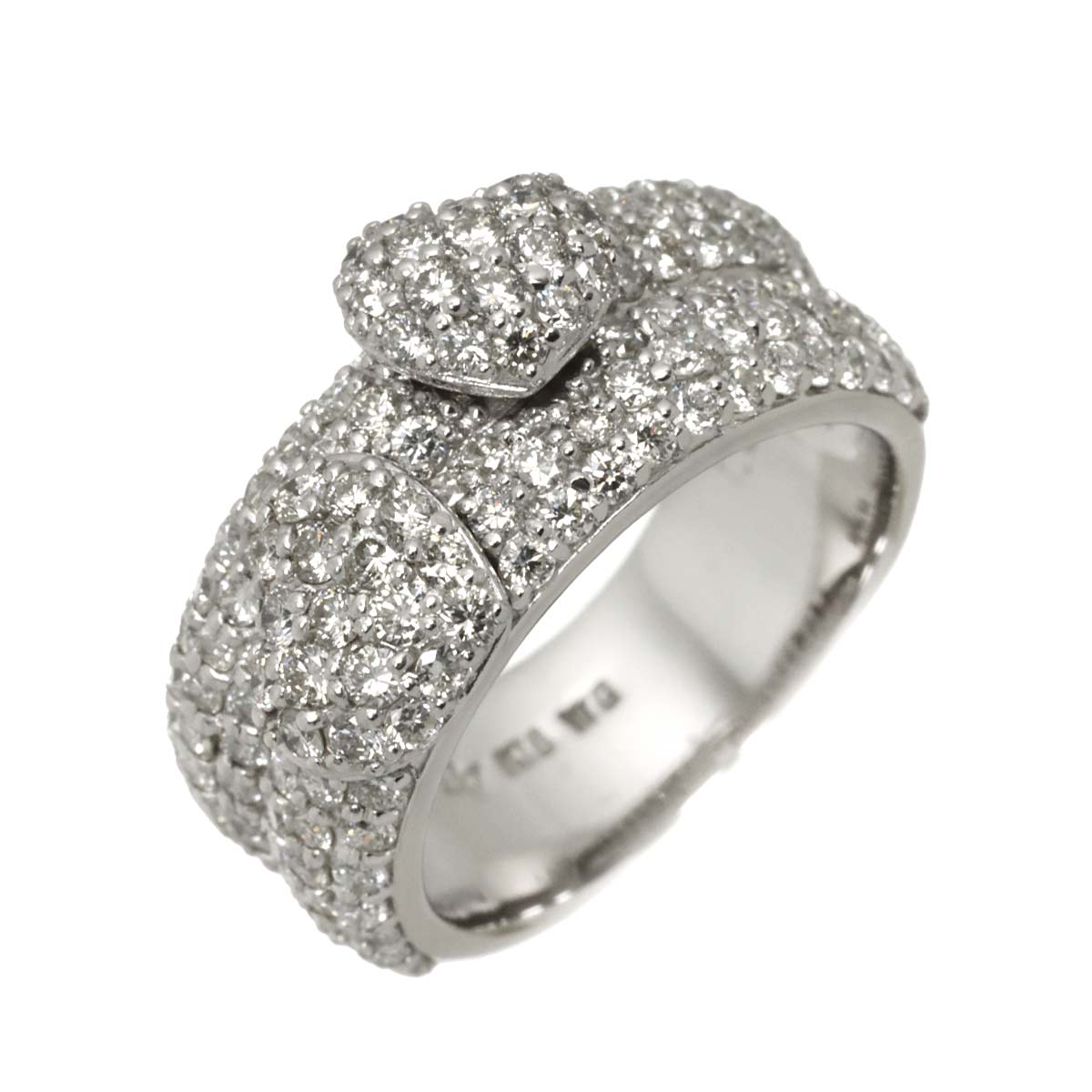 Pave Diamond 1.57ct Ring 18K WG 750 Size4.5(US)