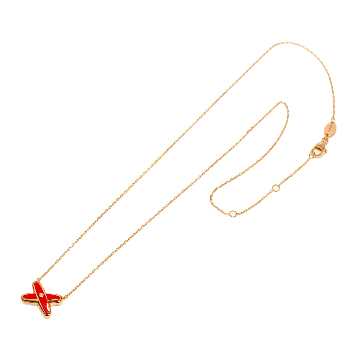 Liens Carnelian Diamond Necklace 18K Pink Gold 750