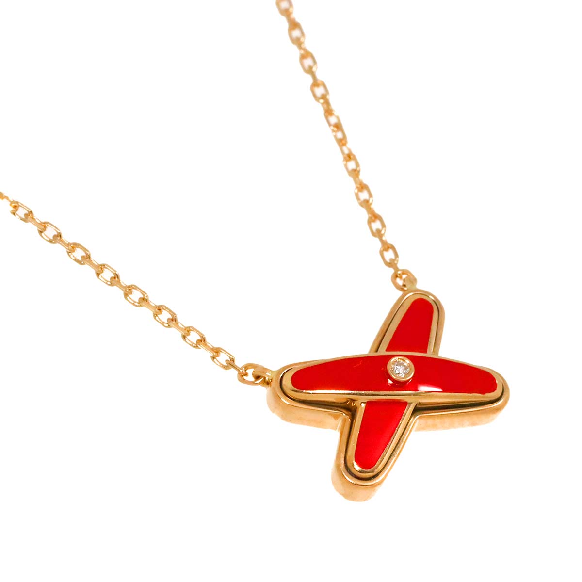 Liens Carnelian Diamond Necklace 18K Pink Gold 750